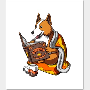 Corgi Book Reading Dog Posters and Art